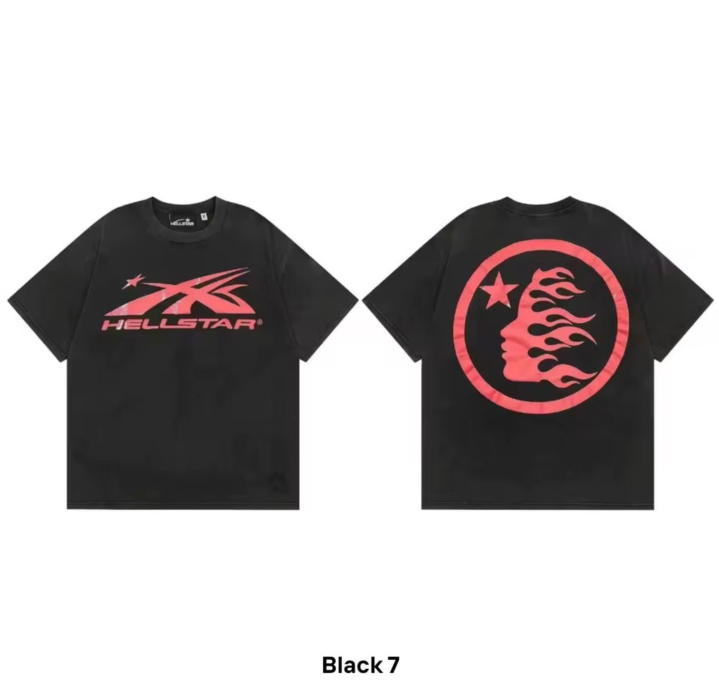 Hellstar Black Flame Logo Oversized T-Shirt - distressed
