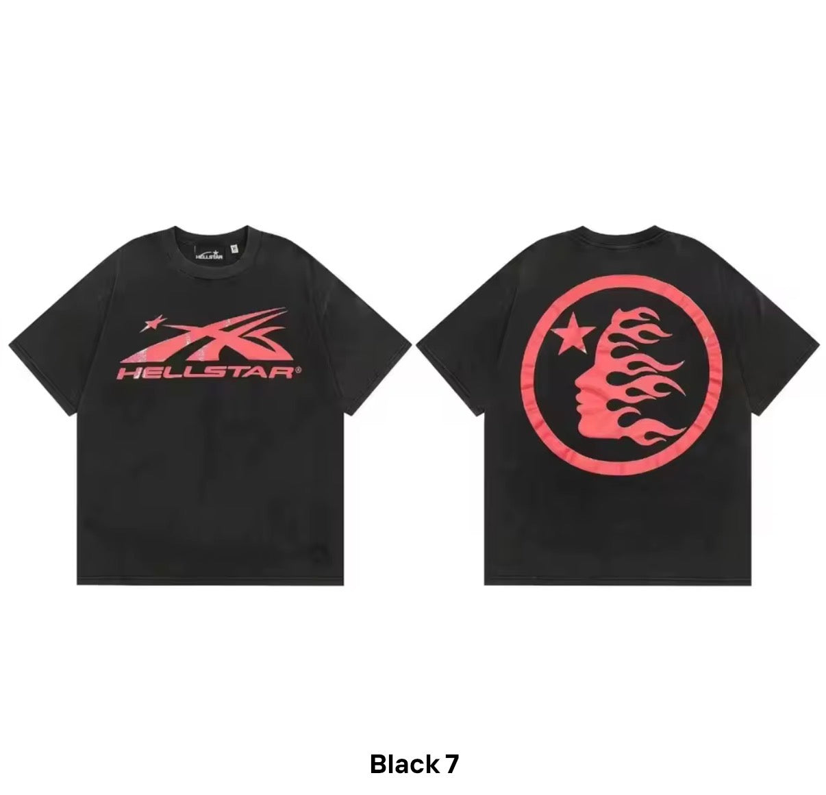Hellstar Black Flame Logo Oversized T-Shirt - distressed