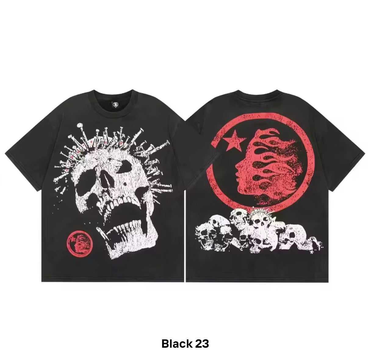 Hellstar Spiked Skull Graphic Tee – Black