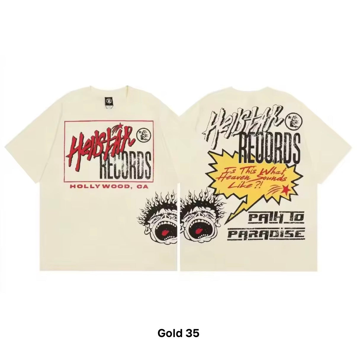 Hellstar "Hellstar Records" Graphic Tee – Gold/Cream