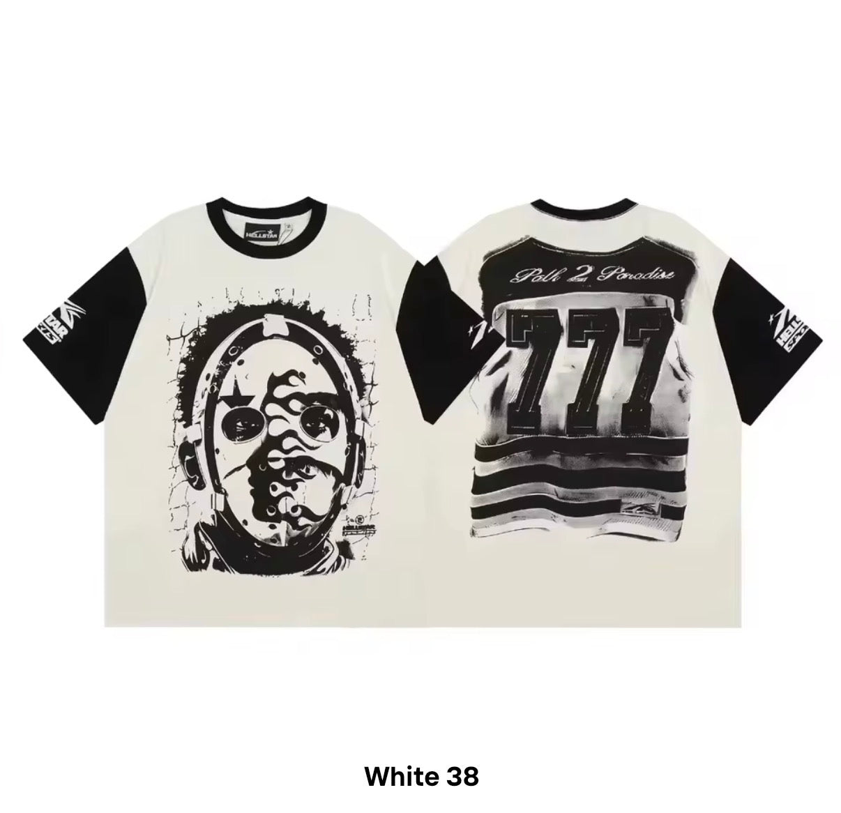 Hellstar "Path 2 Paradise" 777 Hockey Jersey Tee – White/Black