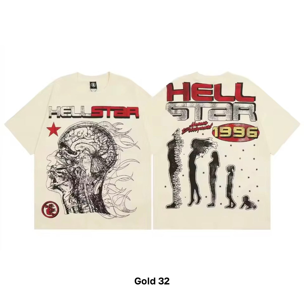 Hellstar "Human Development" Graphic Tee – Gold/Cream