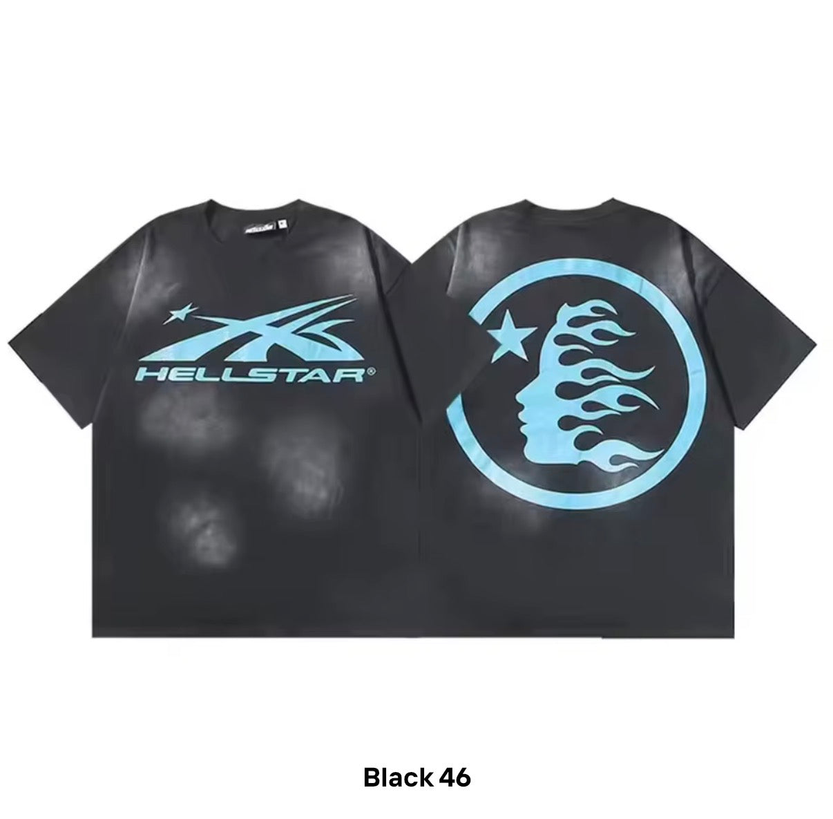 Hellstar Black Flame Logo Oversized T-Shirt - distressed