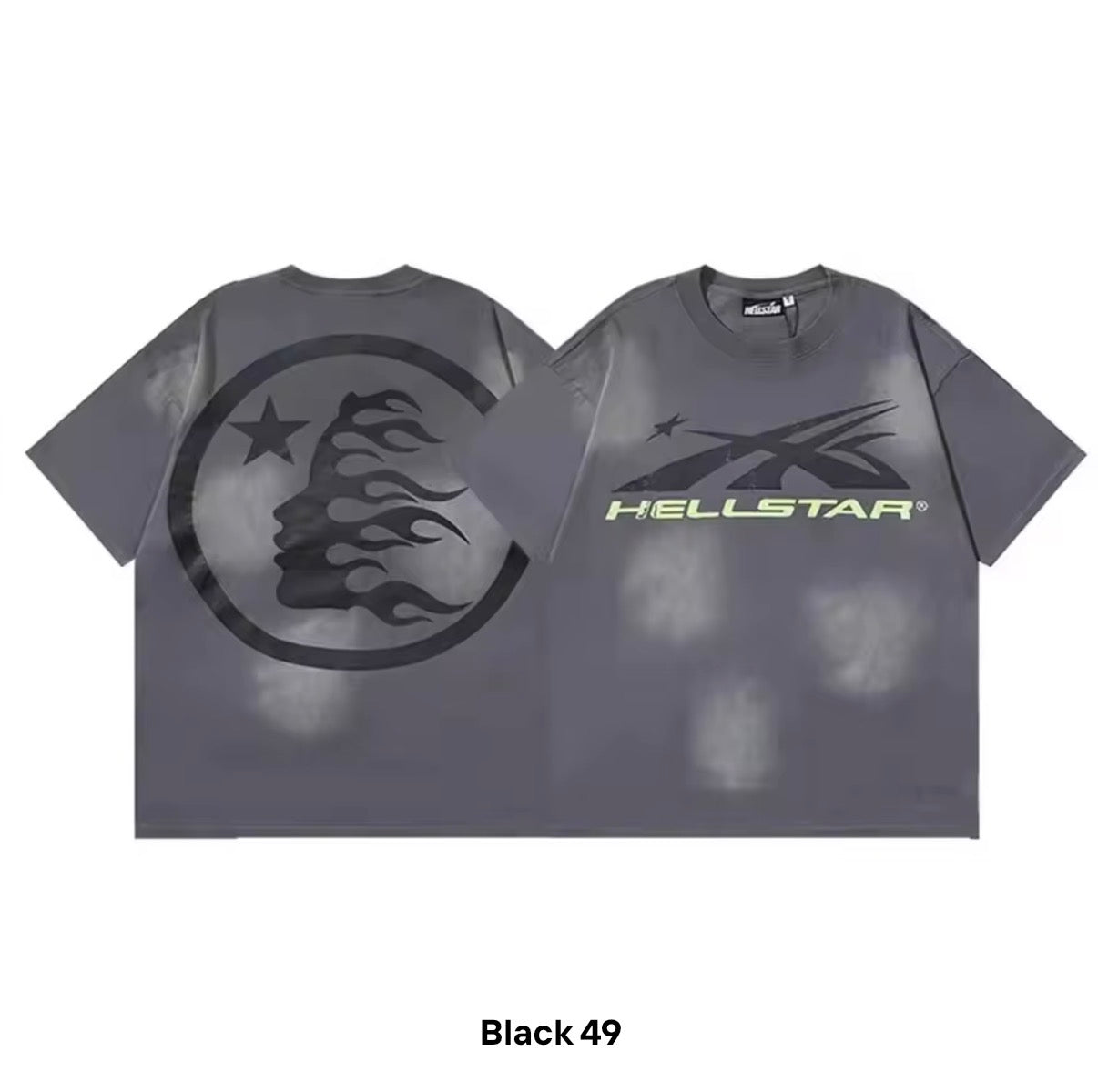 Hellstar Black Flame Logo Oversized T-Shirt - distressed