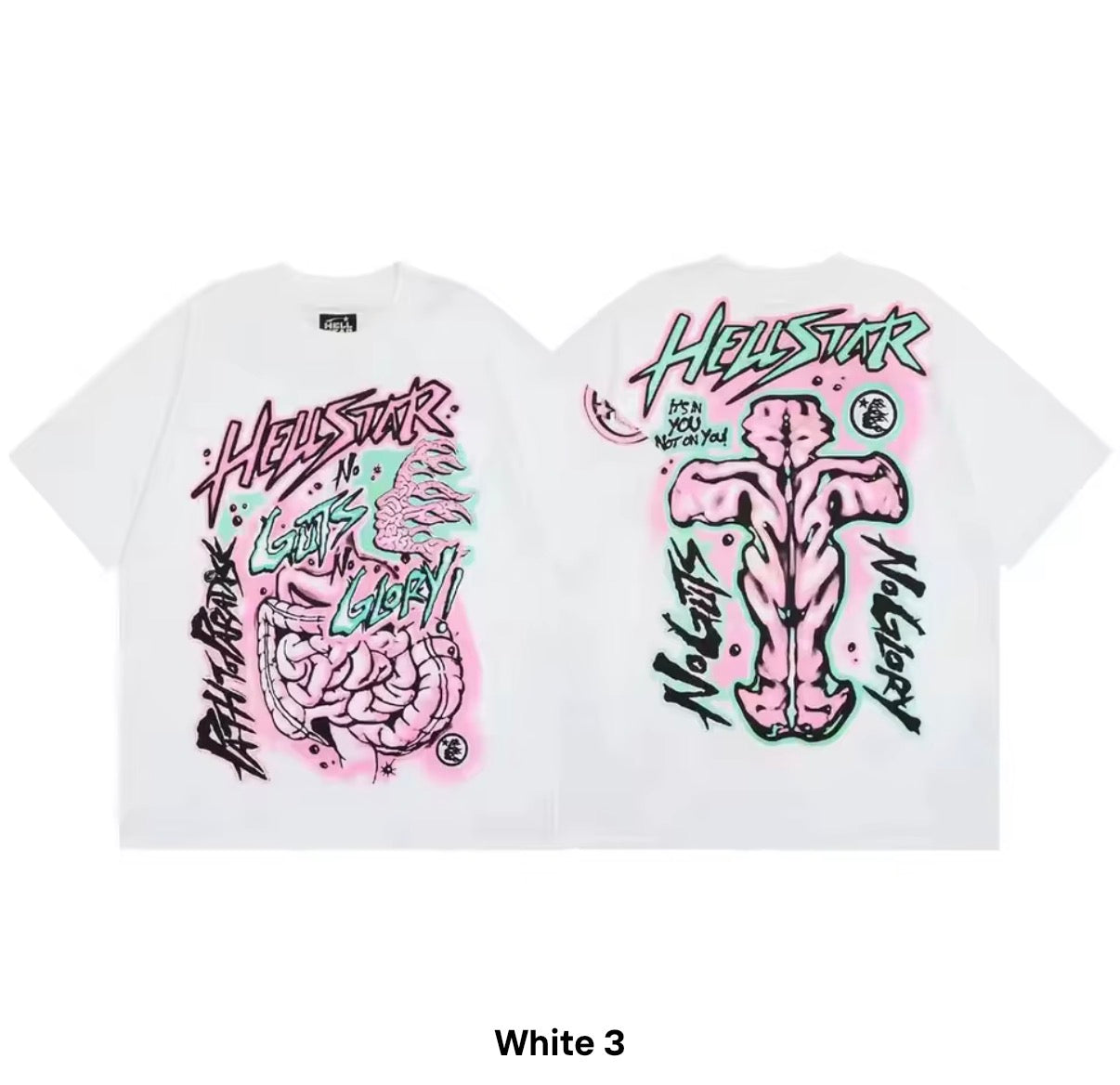 Hellstar "No Guts No Glory" Anatomy Graphic Tee – White