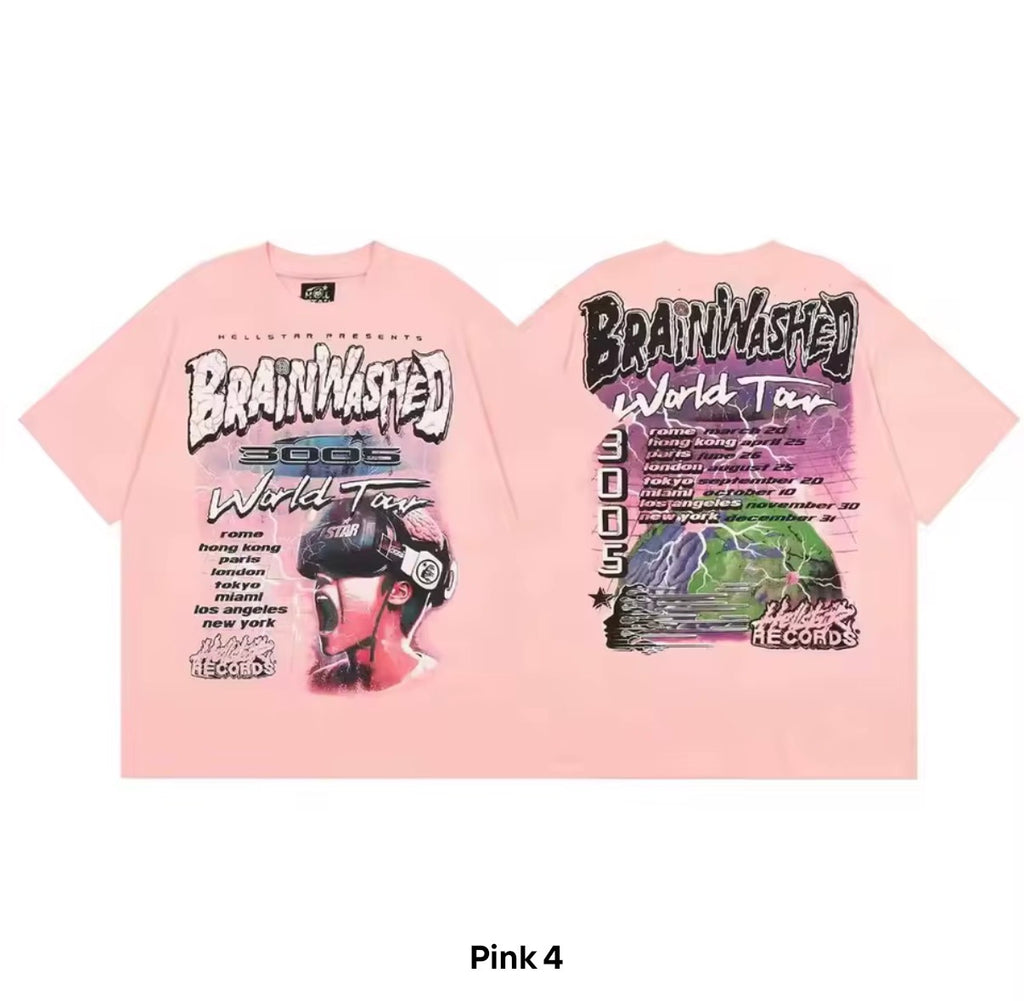 Hellstar "Brainwashed 3005" World Tour Graphic Tee – Pink