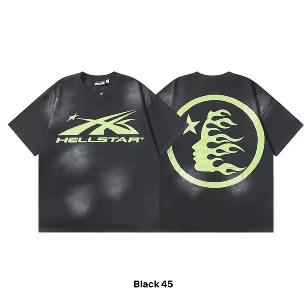 Hellstar Black Flame Logo Oversized T-Shirt - distressed