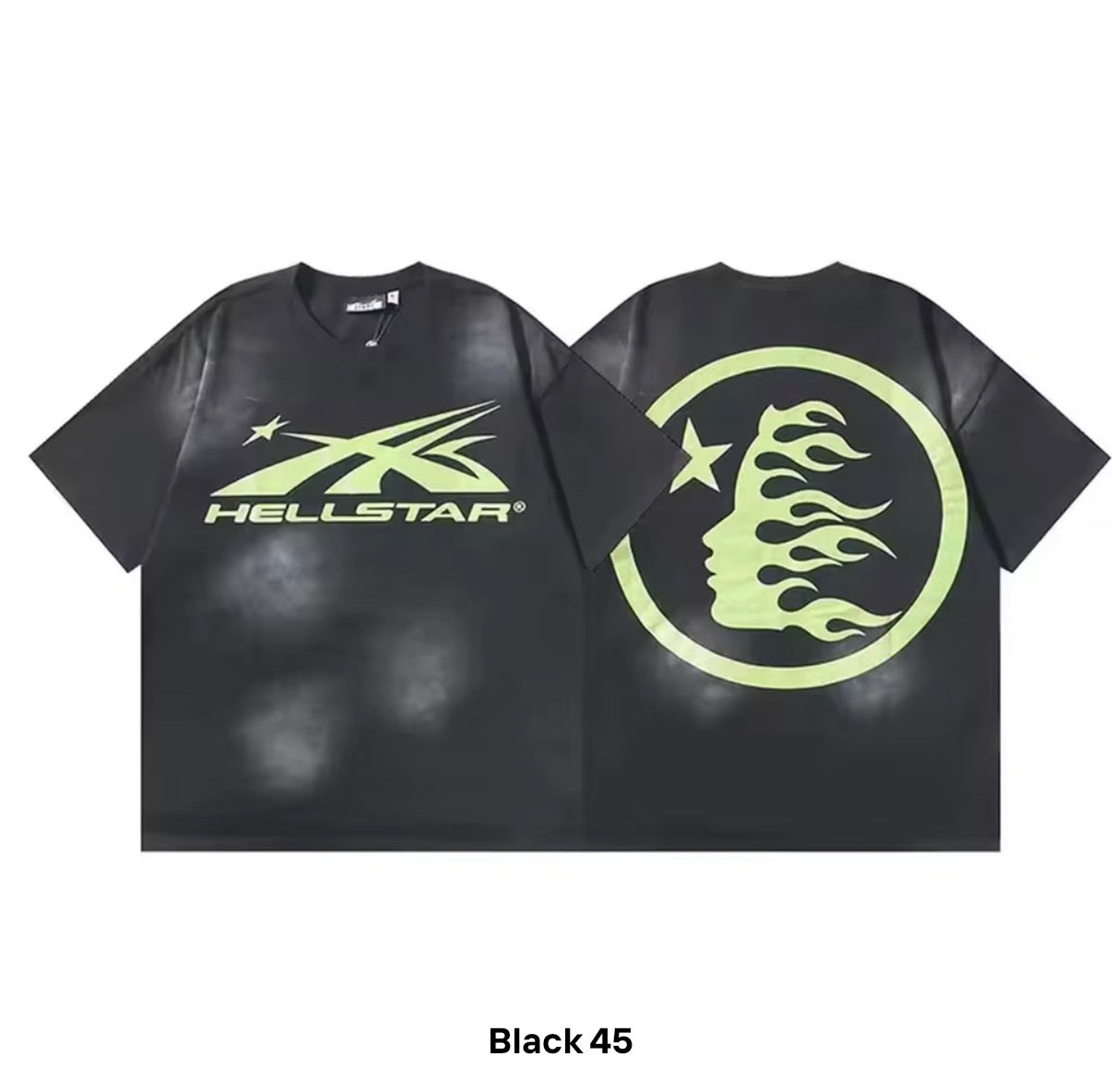 Hellstar Black Flame Logo Oversized T-Shirt - distressed