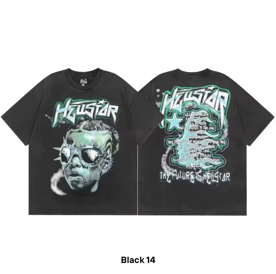 "The Future is Hellstar" Graphic Tee – Vintage Black