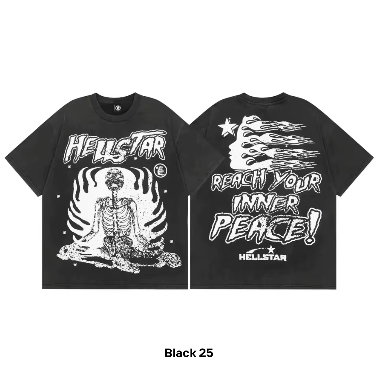 Hellstar "Inner Peace" Skeleton Graphic Tee – Black