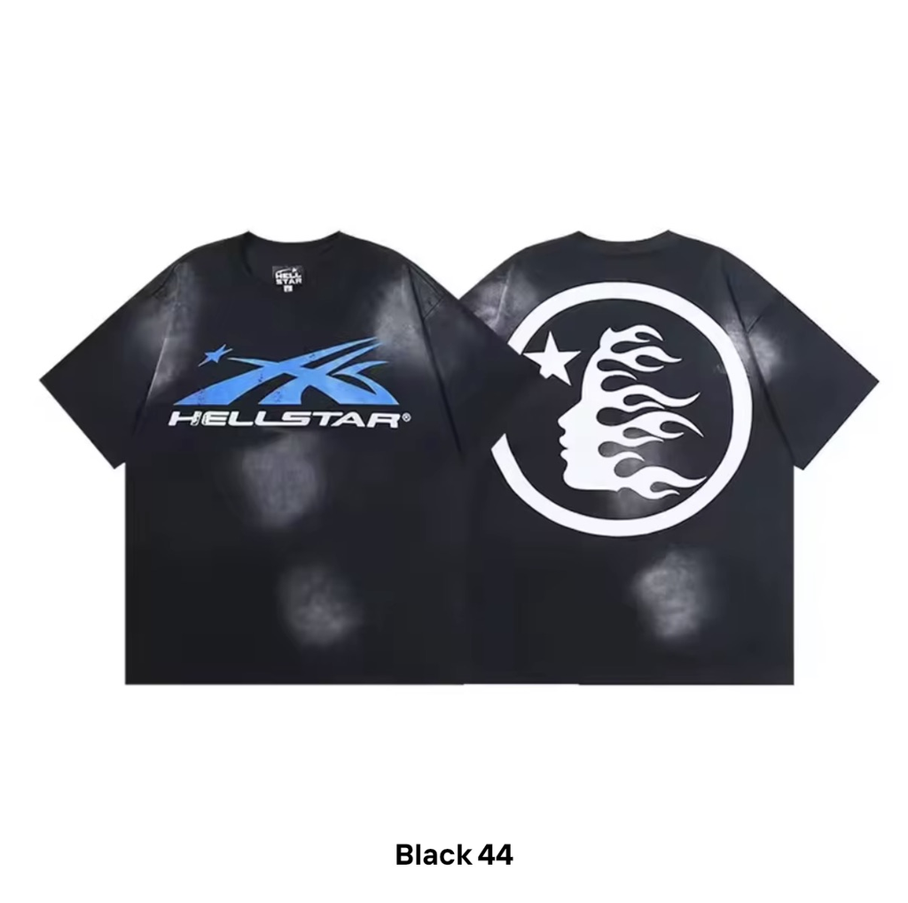 Hellstar Black Flame Logo Oversized T-Shirt - distressed